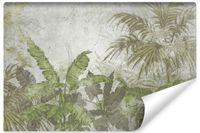 Fototapeta Do Sypialni BETON Mur Abstrakcja Egzotyczne Liście 180cm x 120cm