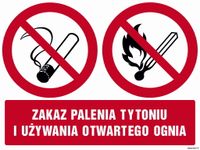 Zakaz Palenia Tytoniu I Używania Otwartego Ognia 30 X 22,5 Cm Płyta
