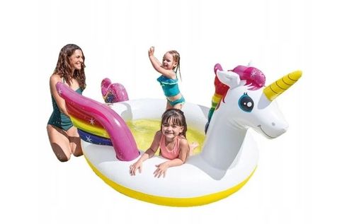 Basen brodzik dmuchany tęczowy jednorożec z fontanną spryskiwaczem #57441 na Arena.pl