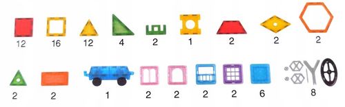 KLOCKI MAGNETYCZNE Duże 3D Magnetic Tiles Konstrukcyjne zestaw XXL 80 el na Arena.pl