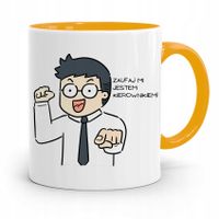 Kubek Żółty Dla Kierownika Zaufaj Mi! Prezent Z Nadrukiem Ze Zdjęciem