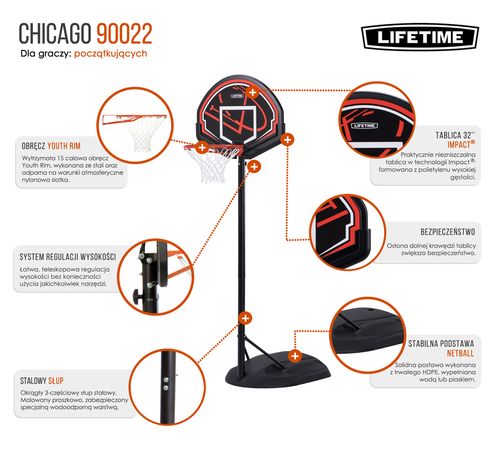 LIFETIME STOJAK DO KOSZYKÓWKI 32'' CHICAGO 90022 na Arena.pl