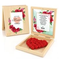 Pudełko SERCE z róż UPOMINEK NA DZIEŃ MAMY nadruk