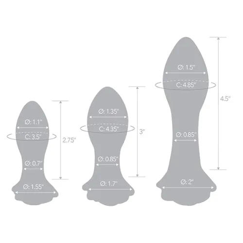 glas rosebud zestaw 3 szklanych zatyczek anatomicznych rożne rozmiary na Arena.pl