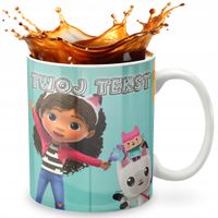 KUBEK 330ml GRAFIKA PREZENT ŚWIĘTA WZÓR - KOCI DOMEK GABI GABBY DOLL + IMIĘ