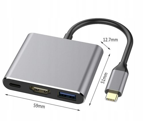Przejściówka Adapter 3w1 HUB USB-C HDMI 4K ver2020 na Arena.pl