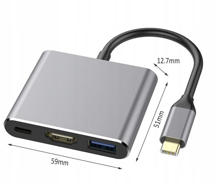 Przejściówka Adapter 3w1 HUB USB-C HDMI 4K ver2020 zdjęcie 9