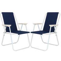 Krzesła turystyczne 2 szt. składane na plażę i do ogrodu granatowe