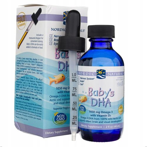 Nordic Naturals Babys DHA Omega 3 Tran Dla Dzieci Wygodny Zakraplacz 60ml na Arena.pl
