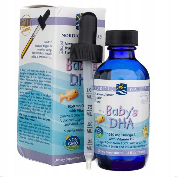 Nordic Naturals Babys DHA Omega 3 Tran Dla Dzieci Wygodny Zakraplacz 60ml zdjęcie 2