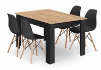 Stół NP 120x80 Artisan nogi czarne + 4 krzesła OSAKA czarny nogi naturalne