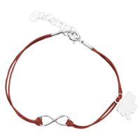 Bransoletka Sznurkowa Infinity Nieskończoność Koniczynka Srebro 925