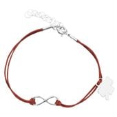 Bransoletka Sznurkowa Infinity Nieskończoność Koniczynka Srebro 925