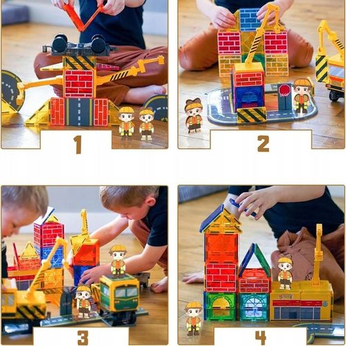 Klocki Magnetyczne Konstrukcyjne Duże Dzieci Zabawki Chłopca Zestaw Pojazdy na Arena.pl