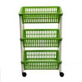 PROSTOKĄTNY REGAŁ DO ŁAZIENKI NA KÓŁKACH 3 PÓŁKI ZIELONY