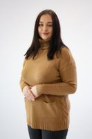 Sweter Golf z Kieszeniami Karmelowy UNI