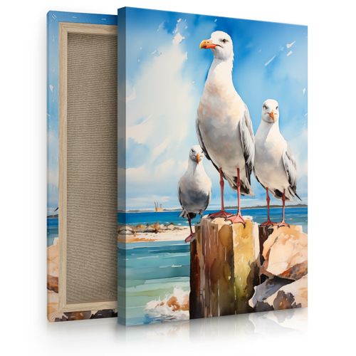 Obraz Na Płótnie Abstrakcyjne Mewy Na Tle Morza 40cm x 50cm na Arena.pl