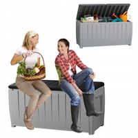 Skrzynia ogrodowa siedzisko NOVEL na Balkon Taras do Poduszek Narzędzi 340L