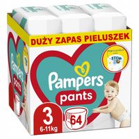 PAMPERS PANTS 3 ROZMIAR PIELUCHOMAJTKI DLA DZIECI 6-11kg MINI ZAPAS 64szt