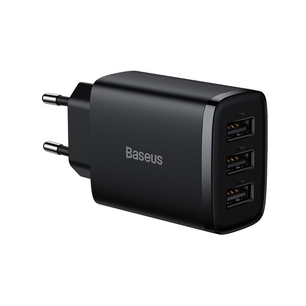 Baseus Ładowarka sieciowa Compact - 3xUSB - 17W (CCXJ020101) czarna zdjęcie 1