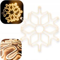 ŚNIEŻYNKA OZDOBA ŚWIETLNA NA OKNO NEON LED CIEPŁY BIAŁY/ZŁOTY DUŻA XXL