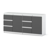 Komoda Duża Szafka 6 Szuflad Szafka Na Ubrania Duża 160cm Biały Szary Mat