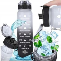 Butelka Bidon z ustnikiem na wodę motywacyjny Ombre 1l Czerń z szarym