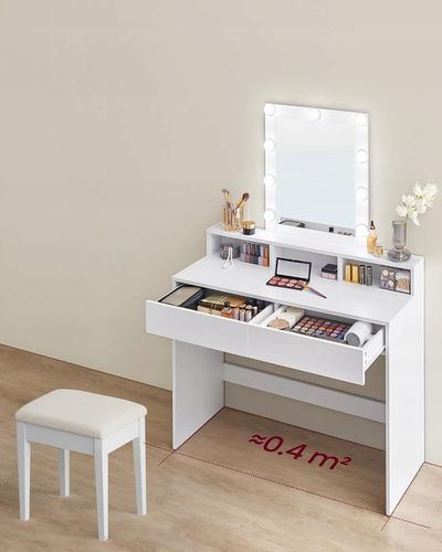 Toaletka z lustrem i oświetleniem biała nowoczesna na Arena.pl