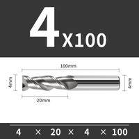 Frez trzpieniowy VHM 2-ostrzowy do aluminium Rozmiar: Ø4x20x4Dx100L