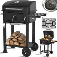 DUŻY GRILL WĘGLOWY OGRODOWY REGULOWANY Z POKRYWĄ ŻELIWNY RUSZT