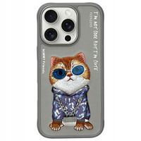 2 x Nimmy etui iPhone 16 Pro 6.3" szary/gray Glasses Cool Cat