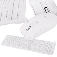Klawiatura i myszka bezprzewodowa mysz zestaw komplet cicha numeryczna usb — Biały