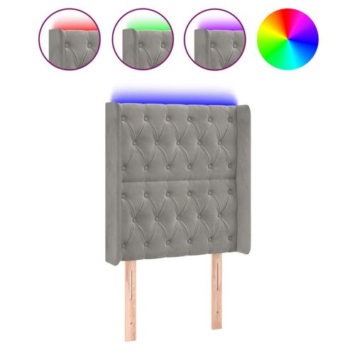 Zagłówek do łóżka z LED, jasnoszary, 83x16x118/128 cm, aksamit na Arena.pl