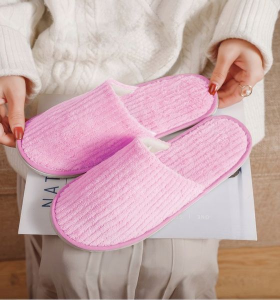 10 PAR Kapcie hotelowe Klapki uniwersalne FROTTE zakryte palce RÓŻOWE SPA zdjęcie 3