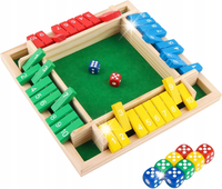 SHUT THE BOX ZAMKNIJ PUDEŁKO DREWNIANA GRA W KOŚCI PLANSZOWA RODZINNA KOLOR