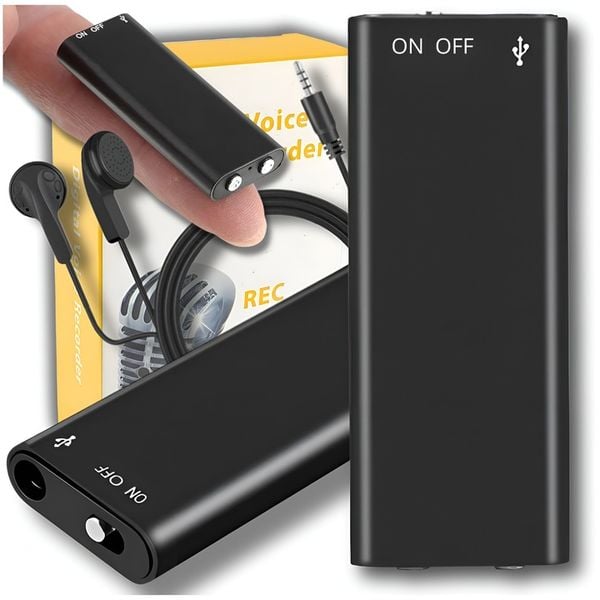 MINI PODSŁUCH SZPIEGOWSKI PLUSKWA MAŁY DYKTAFON 16 GB DETEKCJA GŁOS 2 zdjęcie 1