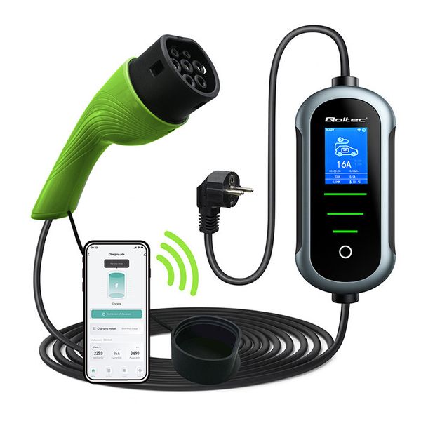 Qoltec Mobilna Ładowarka EV 3.5kW Typ2 Wi-Fi LCD 5m zdjęcie 1