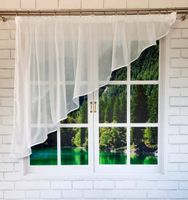 Firana gotowa 500x120,skos lewy,biały woal,lamówka