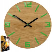 Zegar Ścienny Akrylowy Mechanizm Kwarcowy Arabic Wood Green Okrągły