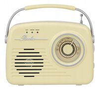 Radio retro vintage z głośnikiem Bluetooth przenośne bezprzewodowe kremowe