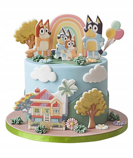 Wydruk Opłatek Tort Zestaw BLUEY 8 El + GRATIS Tabliczka Napisem BLUE zdjęcie 5