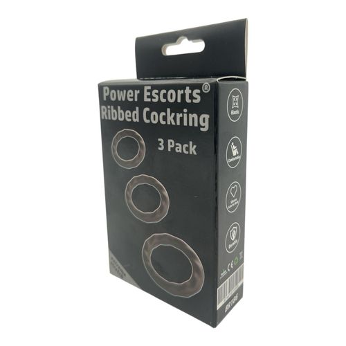 power escorts - br186 - ribbed cockring - 3 pack cockring set na Arena.pl