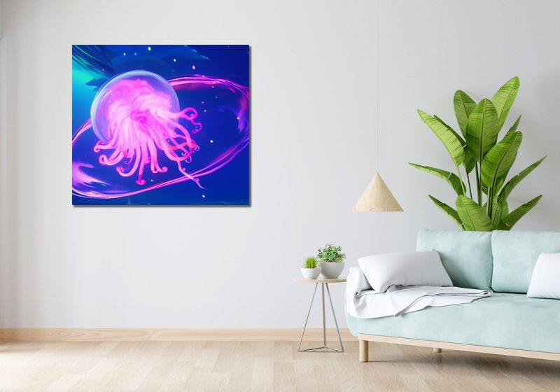 Obraz 100x90cm Neonowa Meduza zdjęcie 2