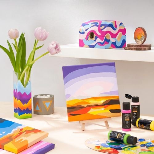 Uniwersalna Farba Akrylowa Matowa Fioletowa 118 ml do Drewna i Płótna na Arena.pl