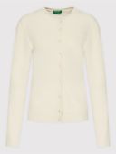 UNITED COLORS OF BENETTON KARDIGAN DAMSKI GŁADKI KREMOWY Z GUZIKAMI