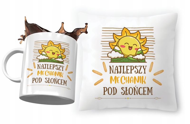 Dla Mechanika Zestaw Poduszka + Kubek Na Prezent Z Nadrukiem Ze Zdjęciem zdjęcie 1