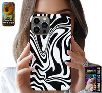 ETUI DO IPHONE 13 PRO - CZARNO BIAŁA ABSTRAKCJA + SZKŁO HART