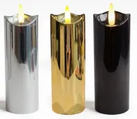 Świeca metalizowana LED 5.3x15cm do lampionu z efektem płomienia 2xAA Kolor - Czarny