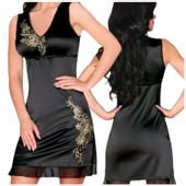 SATYNOWA KOSZULKA NOCNA Z KORONKĄ ELEGANCKA S/M