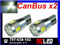 żarówka LED T10 w5w CanBus soczewka can bus 12v biała zimna kpl 2 szt